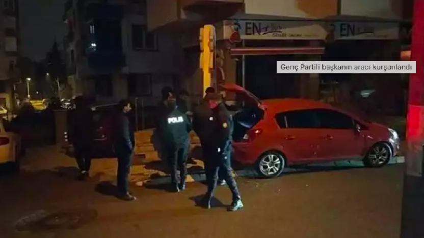 Genç Partili başkanın aracı kurşunlandı