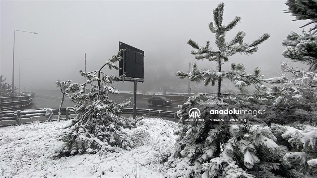 Bolu Dağı'nda kar yağışı etkili oluyor
