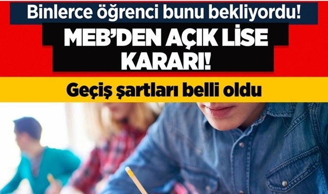 MEB'den Flaş Açık Öğretim Lisesi Kararı!